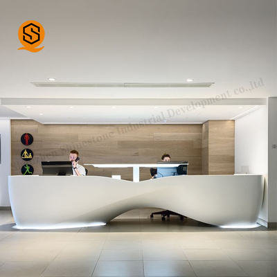 Seamless Joint Solid Surface Reception Desk For Beauty Salon