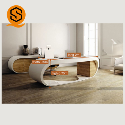 Seamless Solid Surface Office Furniture Artificial Stone White Executive Desk