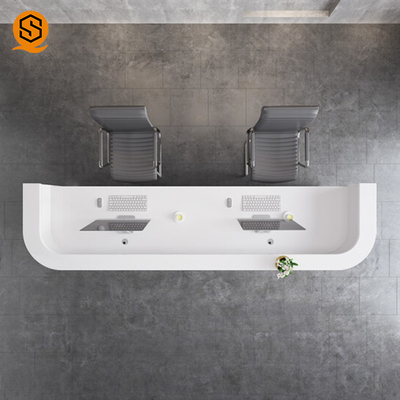SGS LED White Curved Reception Desk Private Logo For Shopping Mall