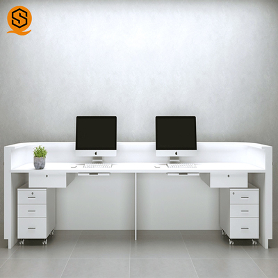 SGS LED White Curved Reception Desk Private Logo For Shopping Mall