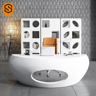 High Glossy Curved Edge CEO Office Desk Modern Salon Office Furniture