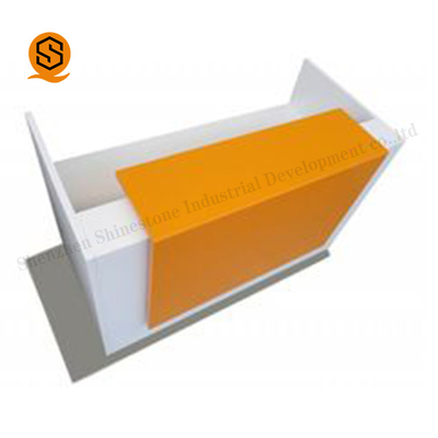 Scratch Resistance Office Reception Counters Solid Surface White And Orange Color