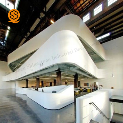 Seamless White Solid Surface Reception Desk Long Reception Counter