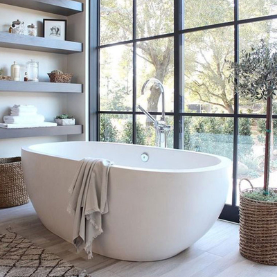 American Standard Artificial Stone Bathtub Stand Alone Soaking Tub
