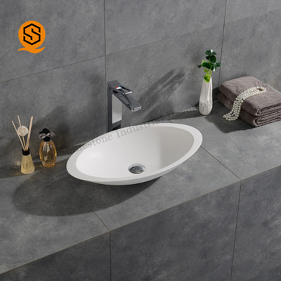 CE Solid Surface Wash Basin Matte White Above Counter Basin