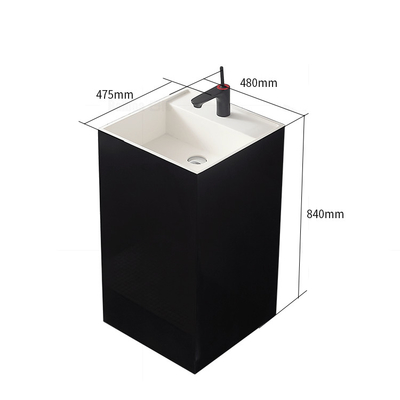 Black Pedestal Solid Surface Wash Basin