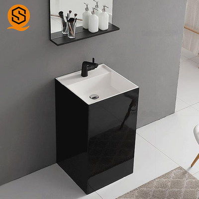 Black Pedestal Solid Surface Wash Basin