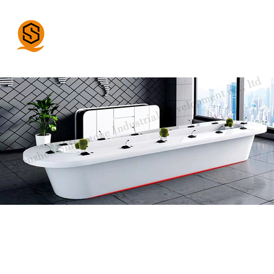 3m 3.5m 4m White Meeting Room Table Oval Shape Conference Table