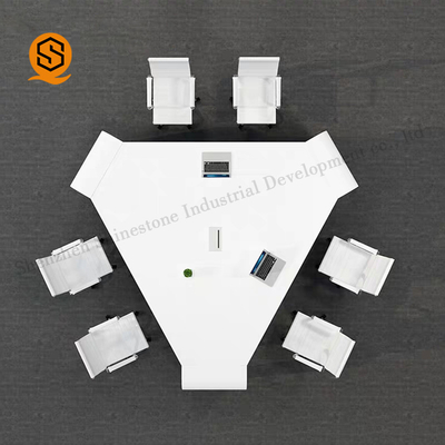 Triangle Shape Solid Surface Conference Table Fire Resistant