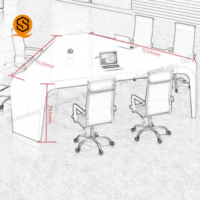 Triangle Shape Solid Surface Conference Table Fire Resistant