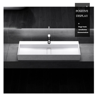 Antipollution Solid Surface Wash Basin Rectangular Wall Hung Basin