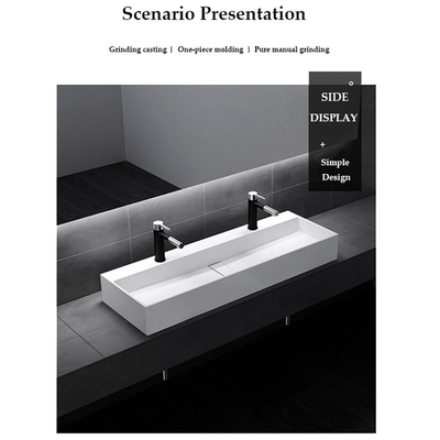 Antipollution Solid Surface Wash Basin Rectangular Wall Hung Basin