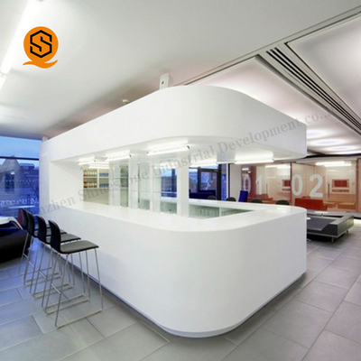 5m Solid Surface Reception Desk Airport Front Desk Fire Resistant