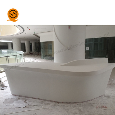 Solid Surface Curved Salon Reception Desk