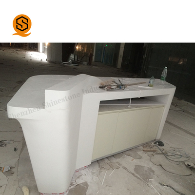 Solid Surface Curved Salon Reception Desk