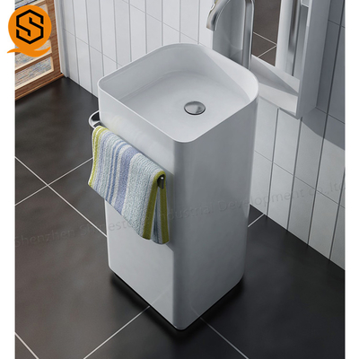 Sanitary Modern Bathroom Pedestal Sink Acrylic Solid Surface Material