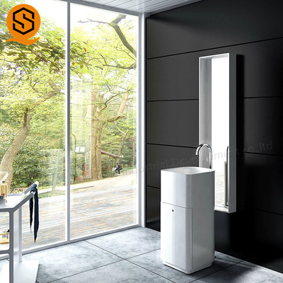 Sanitary Modern Bathroom Pedestal Sink Acrylic Solid Surface Material