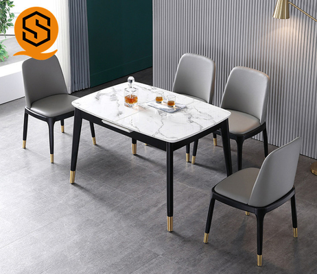 Oilproof Rectangle Restaurant Dining Table Marble Stone Tabletop