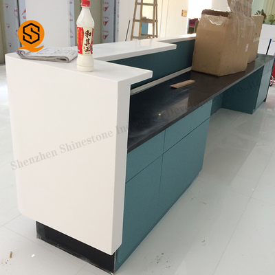 2Person Solid Surface Hotel Counter Table Regular Reception Station Desk