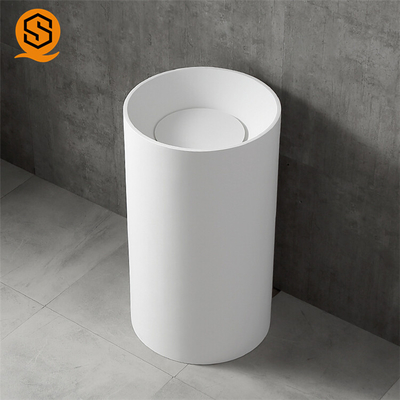 Anti Rust Solid Surface Wash Basin Pedestal Sinks For Small Bathrooms