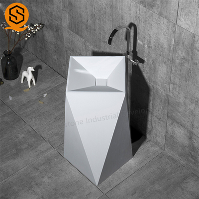Unique Design Solid Surface Wash Basin Fireproof Freestanding Pedestal Sink