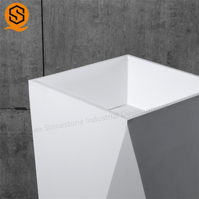 Unique Design Solid Surface Wash Basin Fireproof Freestanding Pedestal Sink