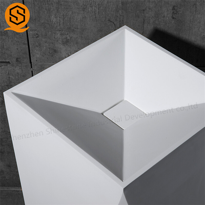 Unique Design Solid Surface Wash Basin Fireproof Freestanding Pedestal Sink