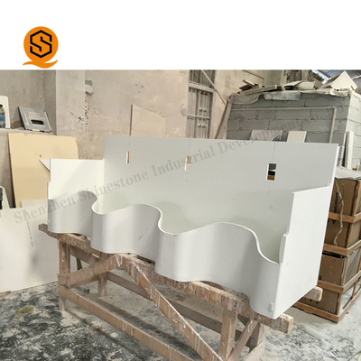 Curved Shaped Solid Surface Wash Basin Non Porous CE Approved