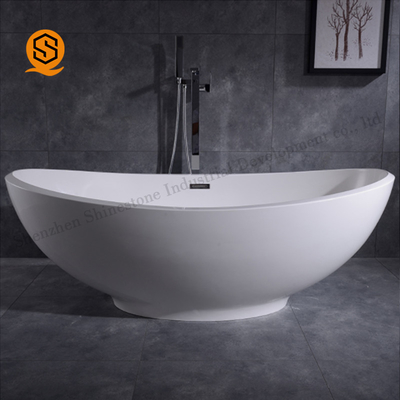 Acrylic Freestanding Soaking Bathtub Matt White For Office Building