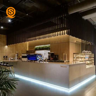 Inconspicuous Joins Solid Surface Bar Counter L Shaped Easy To Repair