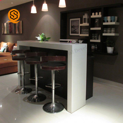 ISO Contemporary Coffee Bar Counter Acrylic Solid Surface L Shaped Bar Counter