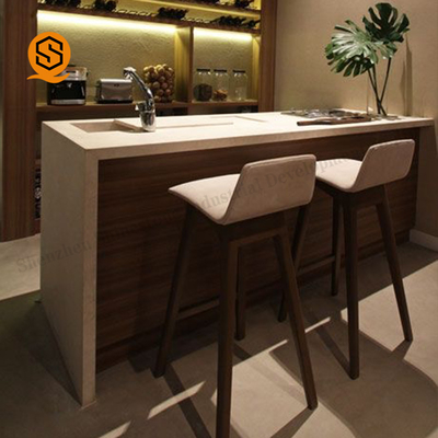ISO Contemporary Coffee Bar Counter Acrylic Solid Surface L Shaped Bar Counter