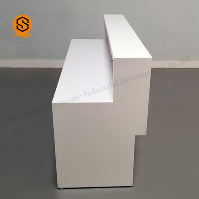 Contemporary LED Small L Shaped Reception Desk Artificial Stone Material