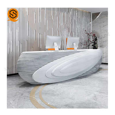 Artificial Stone Beauty Salon Reception Desk Matte Or Glossy Surface Finish