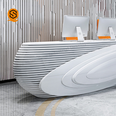 Artificial Stone Beauty Salon Reception Desk Matte Or Glossy Surface Finish