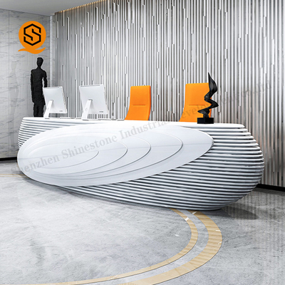 Artificial Stone Beauty Salon Reception Desk Matte Or Glossy Surface Finish
