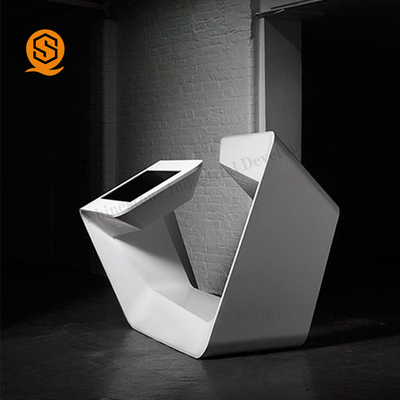 Acrylic Solid Surface Monitor Salon Reception Table With Seamless Joint