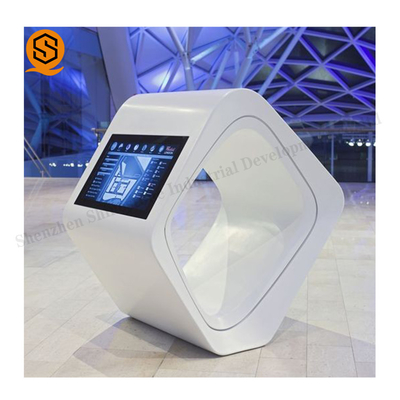 Acrylic Solid Surface Monitor Salon Reception Table With Seamless Joint