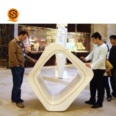 Acrylic Solid Surface Monitor Salon Reception Table With Seamless Joint