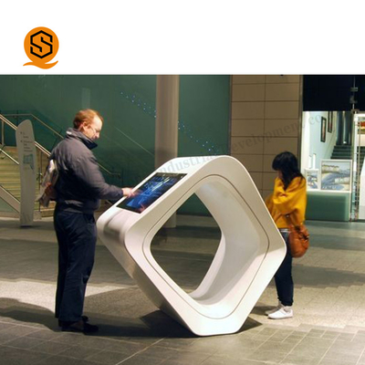 Acrylic Solid Surface Monitor Salon Reception Table With Seamless Joint