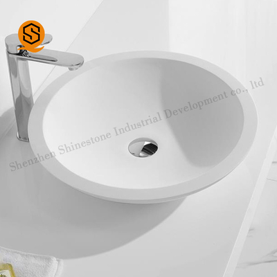 Corian Wash Basin Counter Artificial Stone White Bathroom Sink
