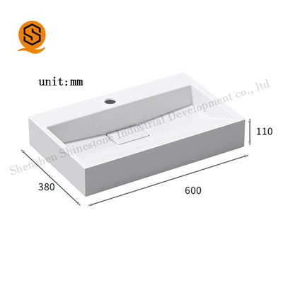 Solid Surface Rectangle Counter Top Basin Customize According Clients Drawing