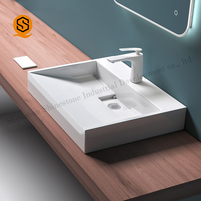 Solid Surface Rectangle Counter Top Basin Customize According Clients Drawing