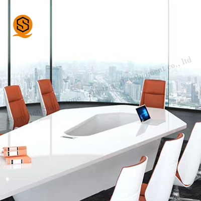 Diamond Shape Modern Office Conference Table Acrylic Solid Surface Material