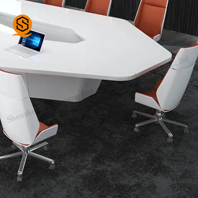 Diamond Shape Modern Office Conference Table Acrylic Solid Surface Material