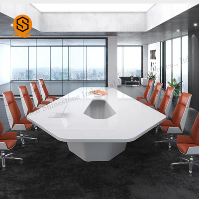 Diamond Shape Modern Office Conference Table Acrylic Solid Surface Material