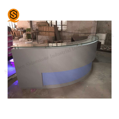 SGS Customized Solid Surface Reception Desk Wooden Decorate Office Furniture
