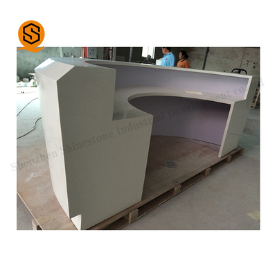 NFS ManMade Stone Solid Surface Reception Desk Counter Half Round Shaped