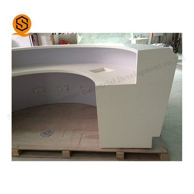 NFS ManMade Stone Solid Surface Reception Desk Counter Half Round Shaped