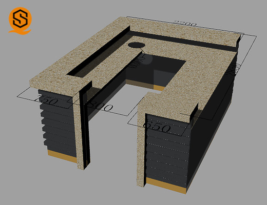 Non Porous Solid Surface Bar Counter Square Reception Desk